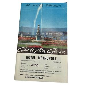 Hotel‎ Metropole Geneva Brochure 1960s English French Advertising Ephemera